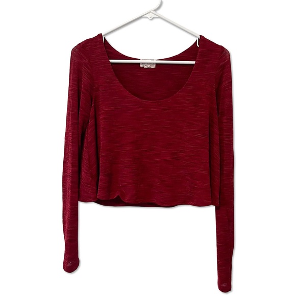 LA Hearts Red Crop Top Long Sleeve | Flowy Shirt - Picture 1 of 4